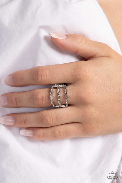 Corded Command - Silver Stacked Ring - Paparazzi Accessories
