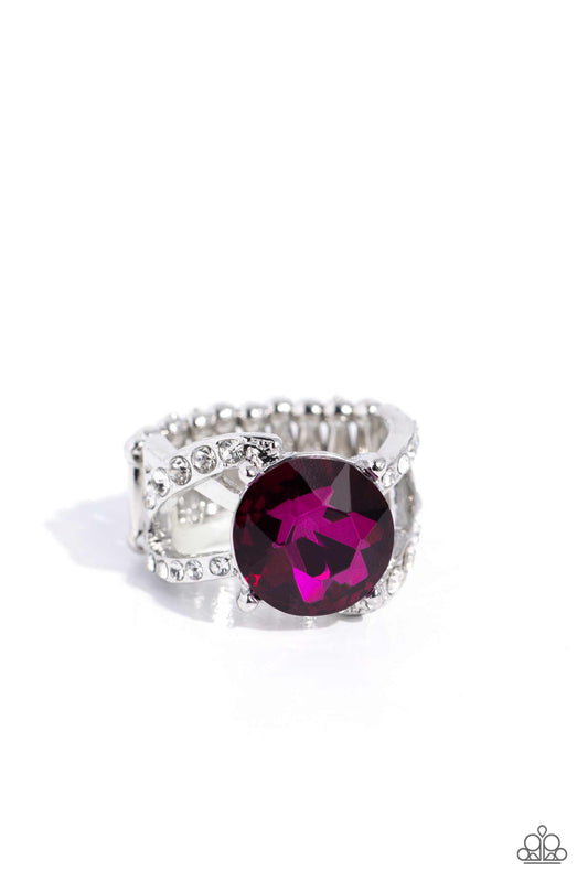 Scintillating Swirl - Pink Rhinestone Ring - Paparazzi Accessories