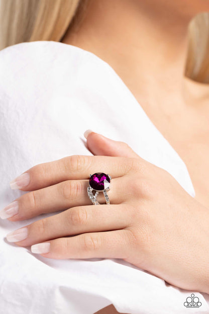 Scintillating Swirl - Pink Rhinestone Ring - Paparazzi Accessories