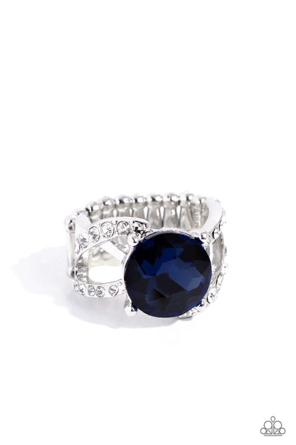 Scintillating Swirl - Blue Rhinestone Ring - Paparazzi Accessories