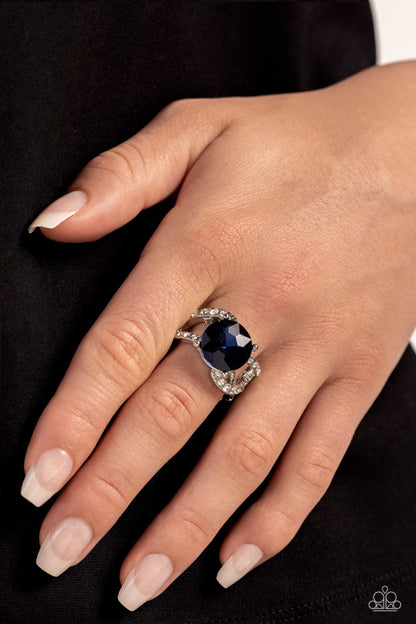 Scintillating Swirl - Blue Rhinestone Ring - Paparazzi Accessories