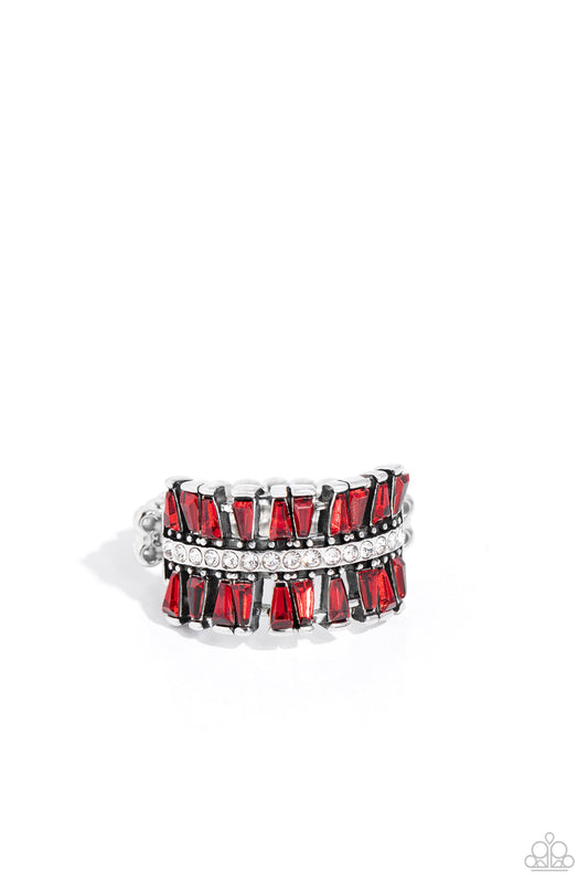 Staggering Stacks - Red Ring - Paparazzi Accessories