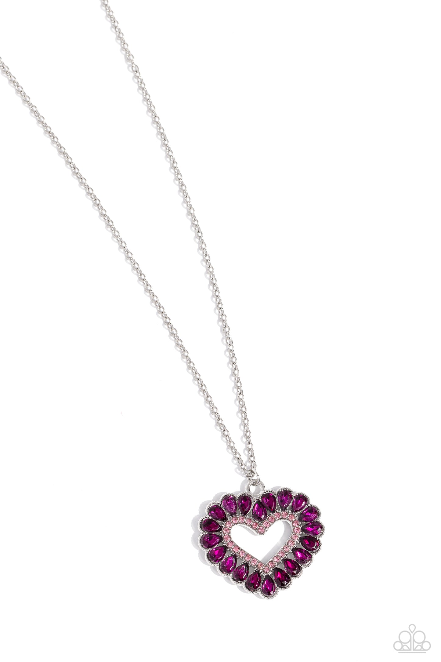 FLIRT No More - Pink Rhinestone Heart Necklace - Paparazzi Accessories