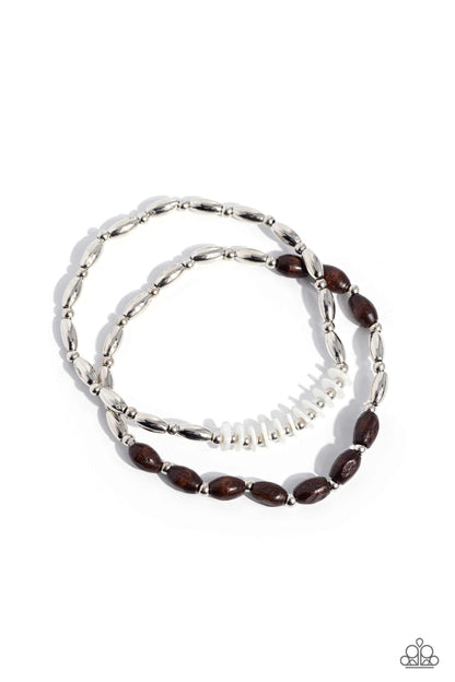 WOOD Luck - Brown Stretchy Bracelets - Paparazzi Accessories