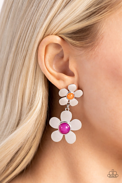 Fashionable Florals - Pink Flower Post Earrings - Paparazzi Accessories