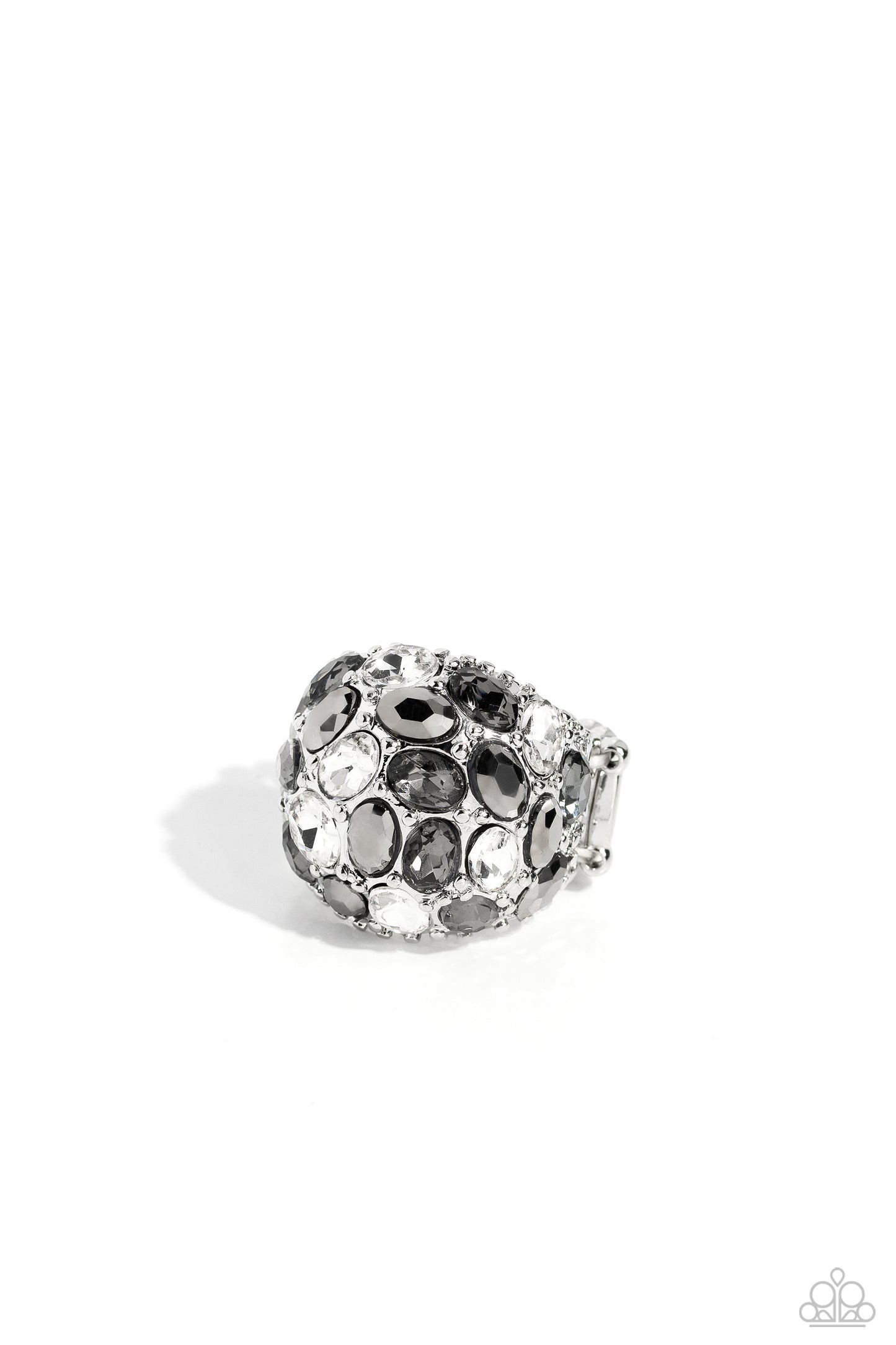 BLING Loud and Proud - Silver Smoky & Hematite Rhinestone Ring - Paparazzi Accessories