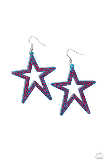 Rockstar Energy - Blue Earrings - Paparazzi Accessories