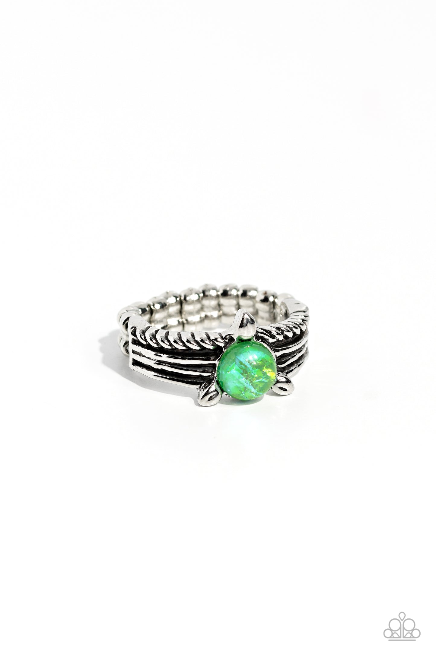 Sinuous Spotlight - Green Opalescent Ring - Paparazzi Accessories