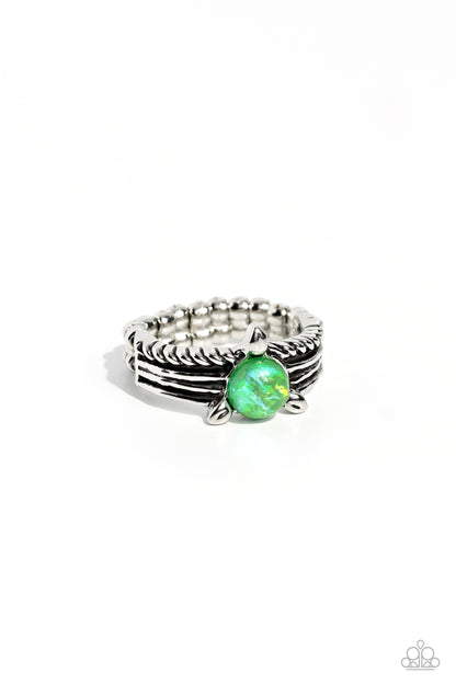 Sinuous Spotlight - Green Opalescent Ring - Paparazzi Accessories