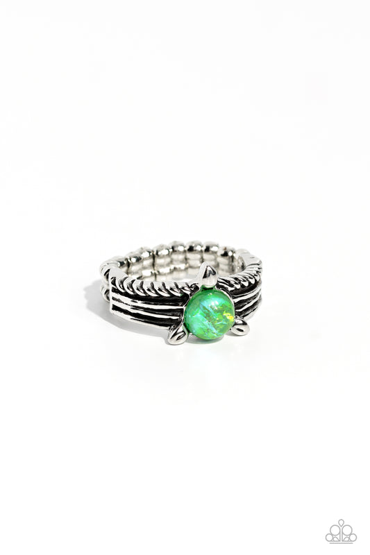 Sinuous Spotlight - Green Opalescent Ring - Paparazzi Accessories