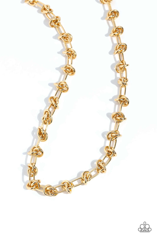 Knotted Kickoff - Gold Chain Necklace - Paparazzi Accessories