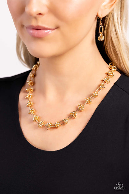 Knotted Kickoff - Gold Chain Necklace - Paparazzi Accessories