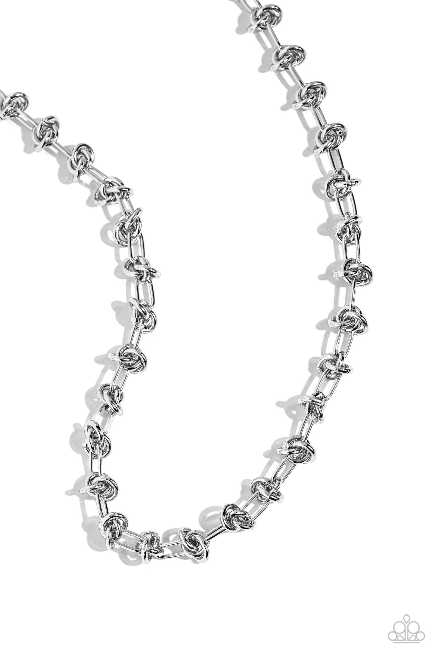Knotted Kickoff - Silver Chain Necklace - Paparazzi Accessories