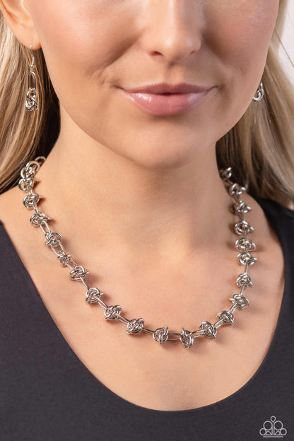 Knotted Kickoff - Silver Chain Necklace - Paparazzi Accessories