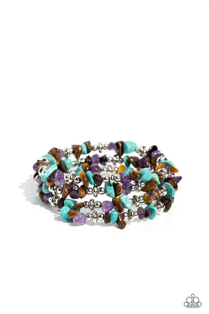 Stacking Stones - Brown Natural Stone Coil Bracelet - Paparazzi Accessories