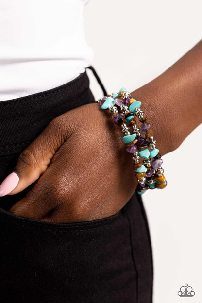 Stacking Stones - Brown Natural Stone Coil Bracelet - Paparazzi Accessories