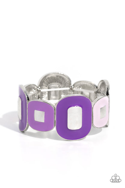 Painted Pairing - Purple Enamel Stretchy Bracelet - Paparazzi Accessories