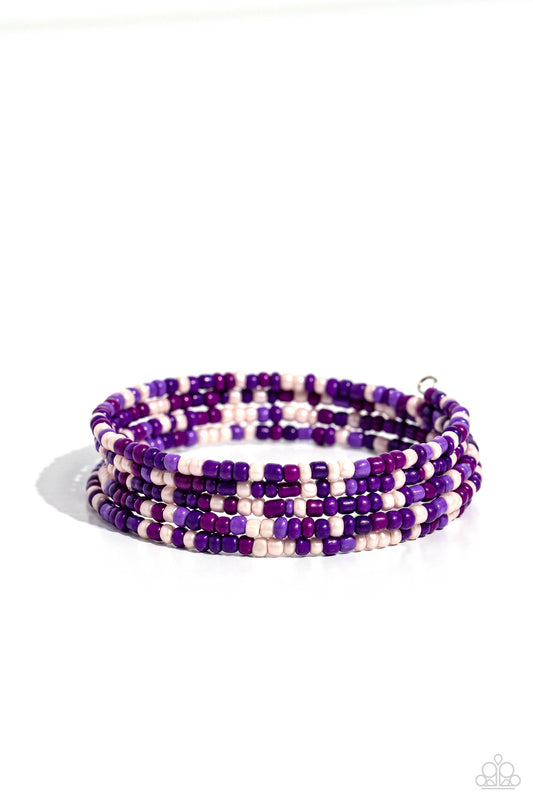 Coiled Candy - Purple Seed Bead Coil Bracelet - Paparazzi Accessories