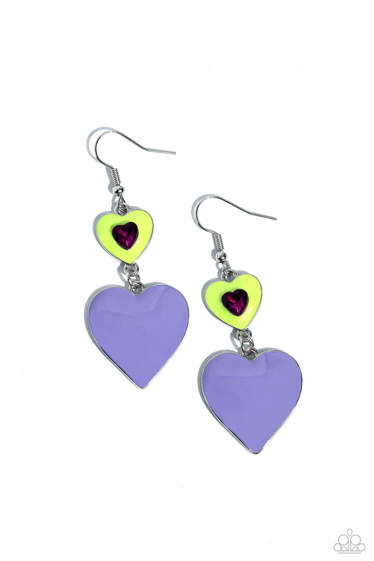 Flirting with Fashion - Green Hearts Fishhook Earrings - Paparazzi Accessories