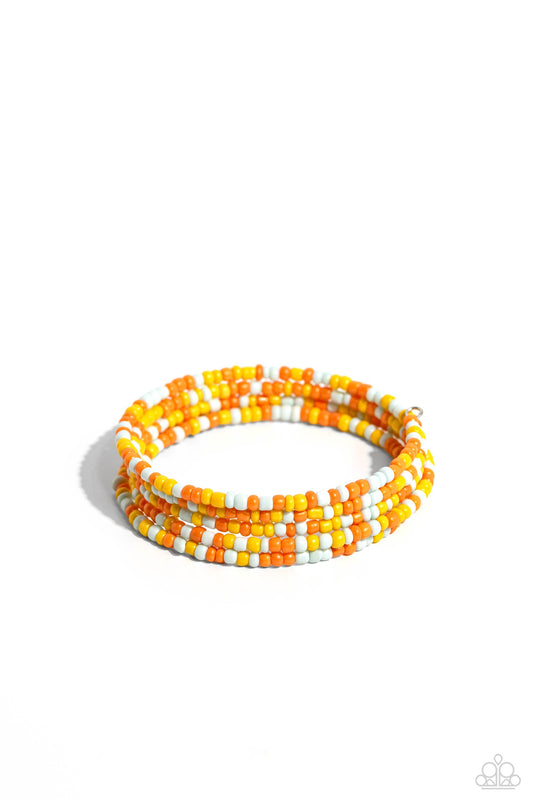 Coiled Candy - Yellow Seed Bead Coil Bracelet - Paparazzi Accessories