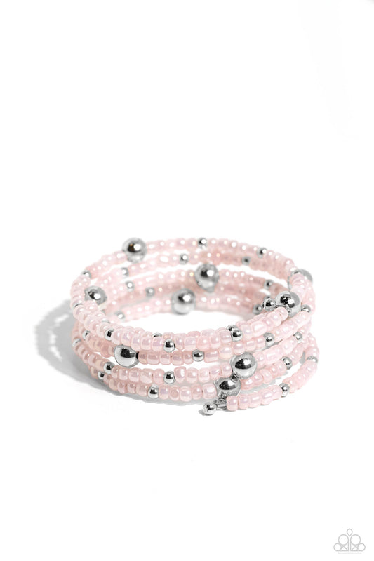 Refined Retrograde - Pink Seed Bead Coil Bracelet - Paparazzi Accessories