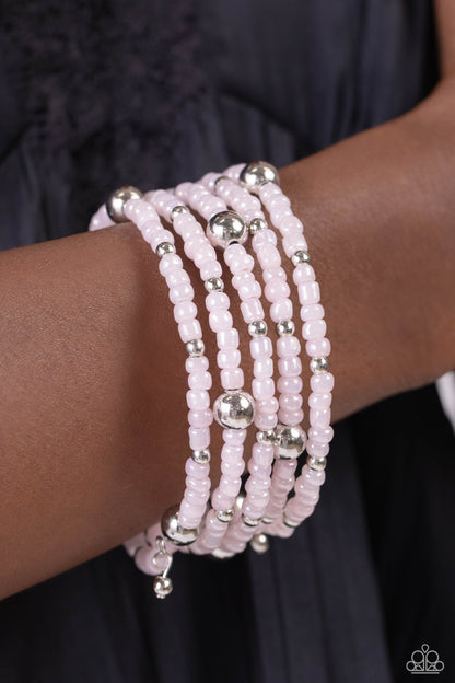 Refined Retrograde - Pink Seed Bead Coil Bracelet - Paparazzi Accessories