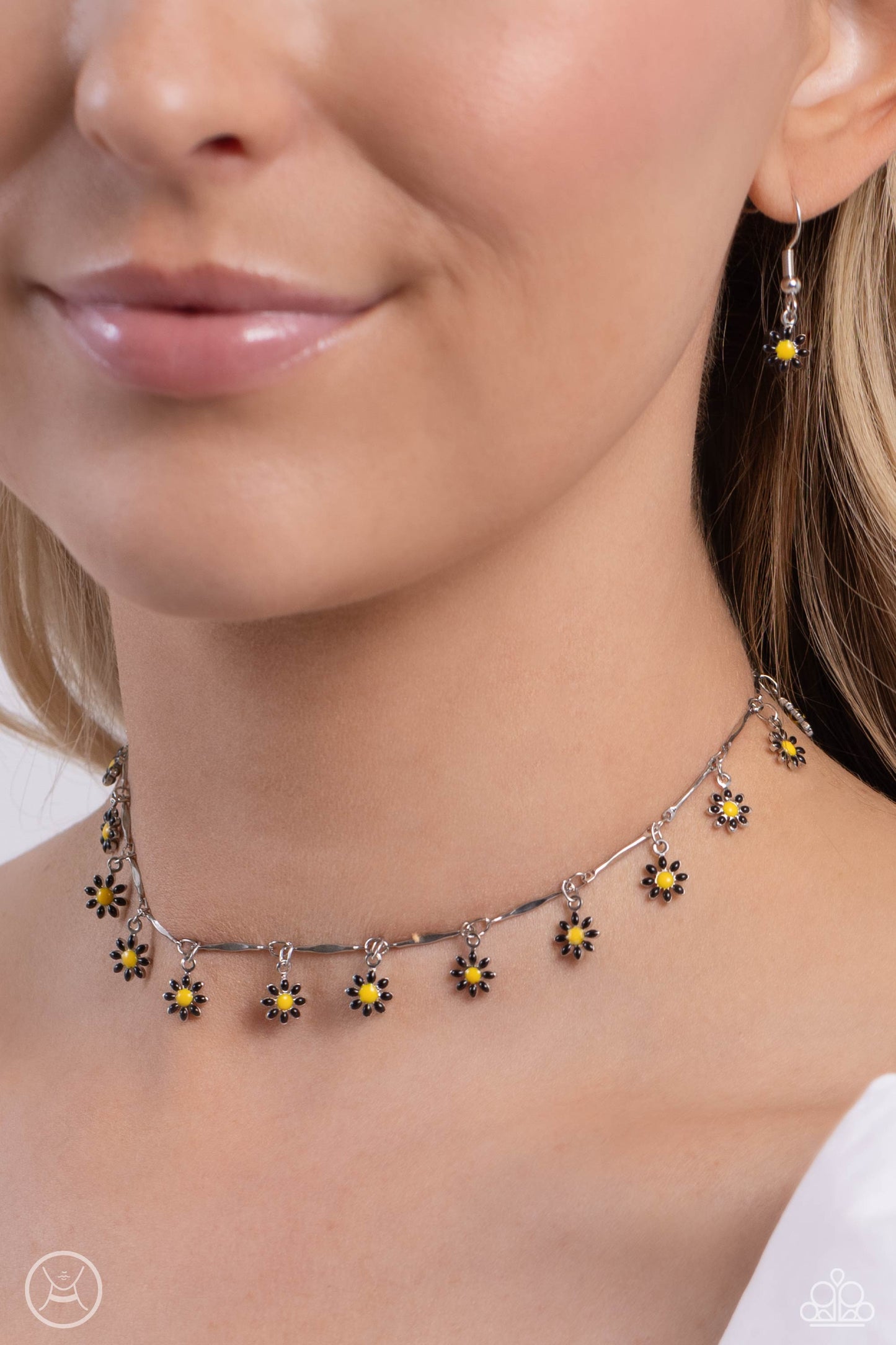 Delicate Display - Black Flower Choker Necklace - Paparazzi Accessories