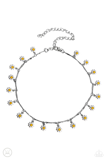 Delicate Display - White Flower Choker Necklace - Paparazzi Accessories