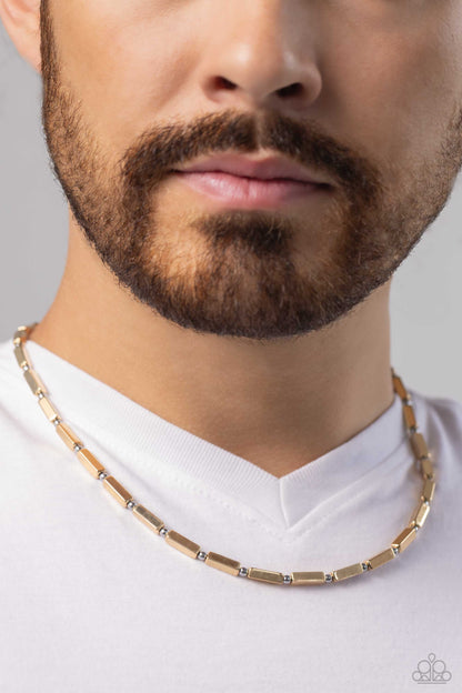 Factory Fuel - Gold Urban Necklace - Paparazzi Accessories