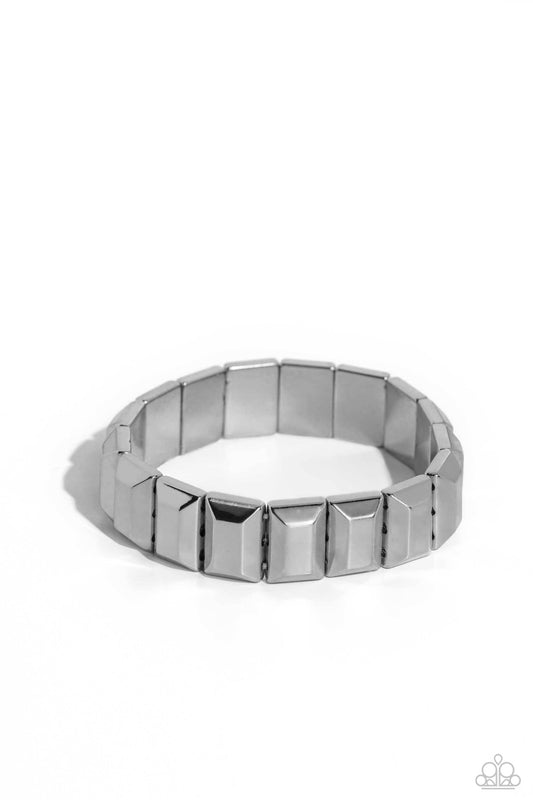 Chunky Champion - Silver Stretchy Bracelet - Paparazzi Accessories