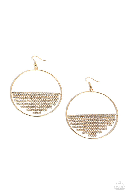 Fierce Fringe - Gold Fishhook Earrings - Paparazzi Accessories