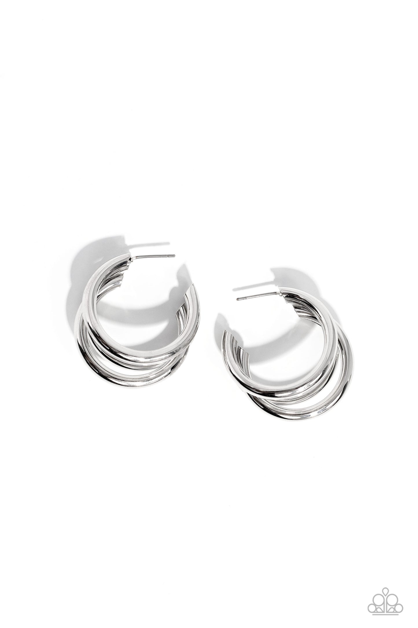 HOOP of the Day - Silver Triple Hoop Earrings - Paparazzi Accessories