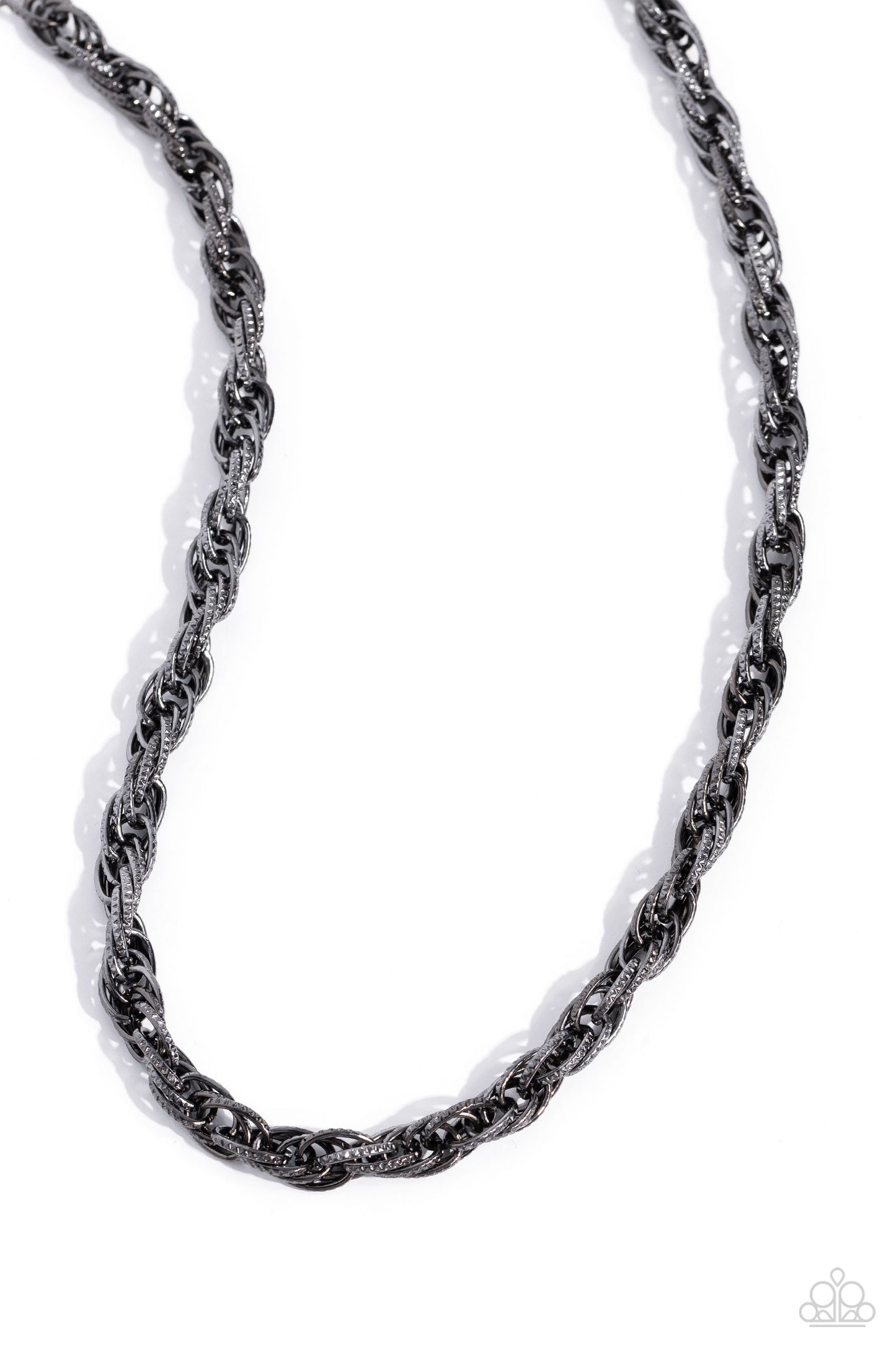 Braided Ballad - Black Gunmetal Necklace - Paparazzi Accessories