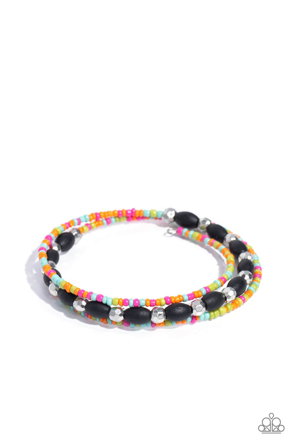 For WOOD Measure - Black Seed Bead Coil Bracelet - Paparazzi Accessories