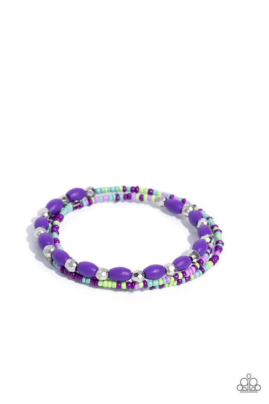 For WOOD Measure - Purple Coil Bracelet - Paparazzi Accessories