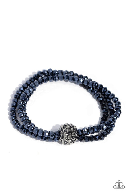 Twisted Theme - Blue Crystal Stretchy Bracelet - Paparazzi Accessories