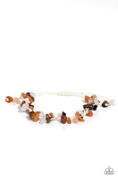 Knotted Kingdom - Orange Natural Stone Bracelet - Paparazzi Accessories