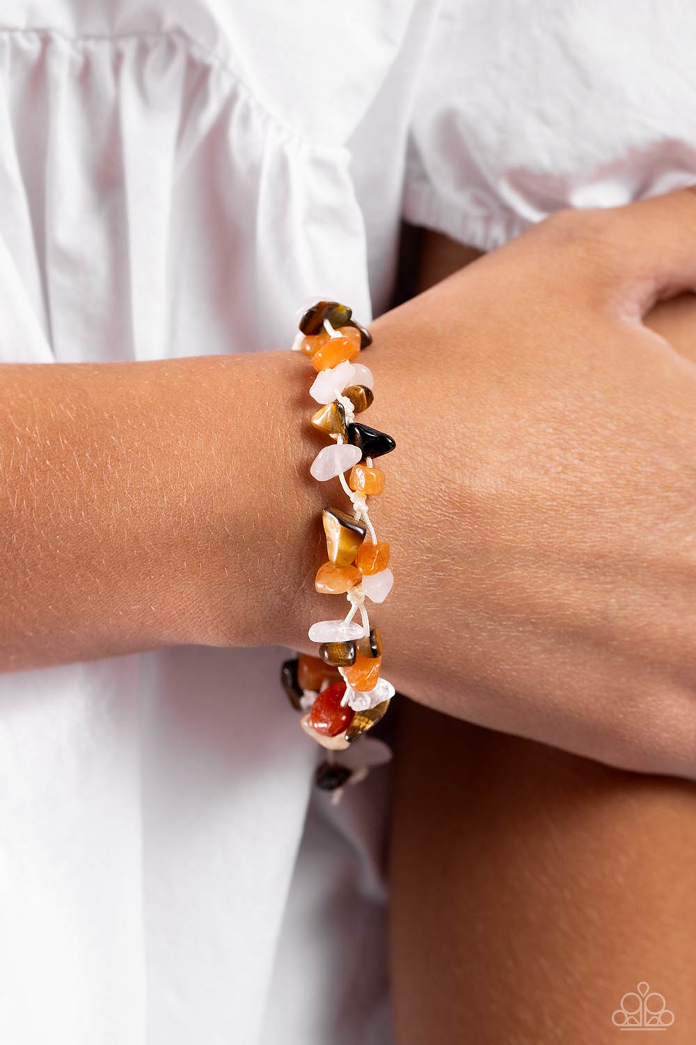 Knotted Kingdom - Orange Natural Stone Bracelet - Paparazzi Accessories
