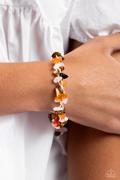Knotted Kingdom - Orange Natural Stone Bracelet - Paparazzi Accessories