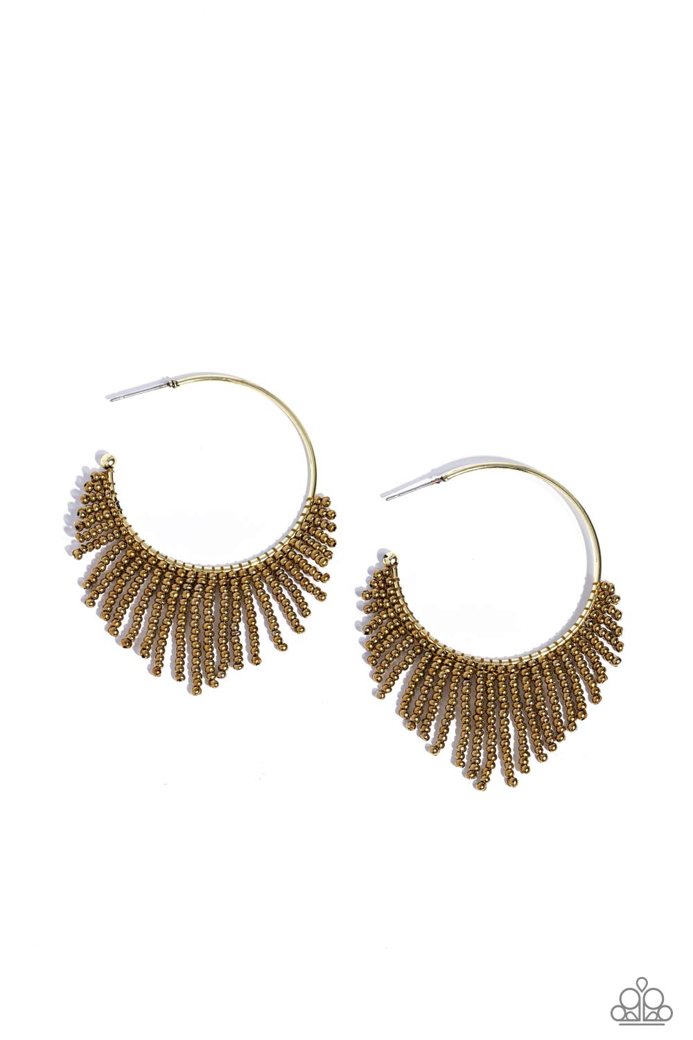 Tailored Tassel - Brass Seed Bead Hoop Earrings - Paparazzi Accessories