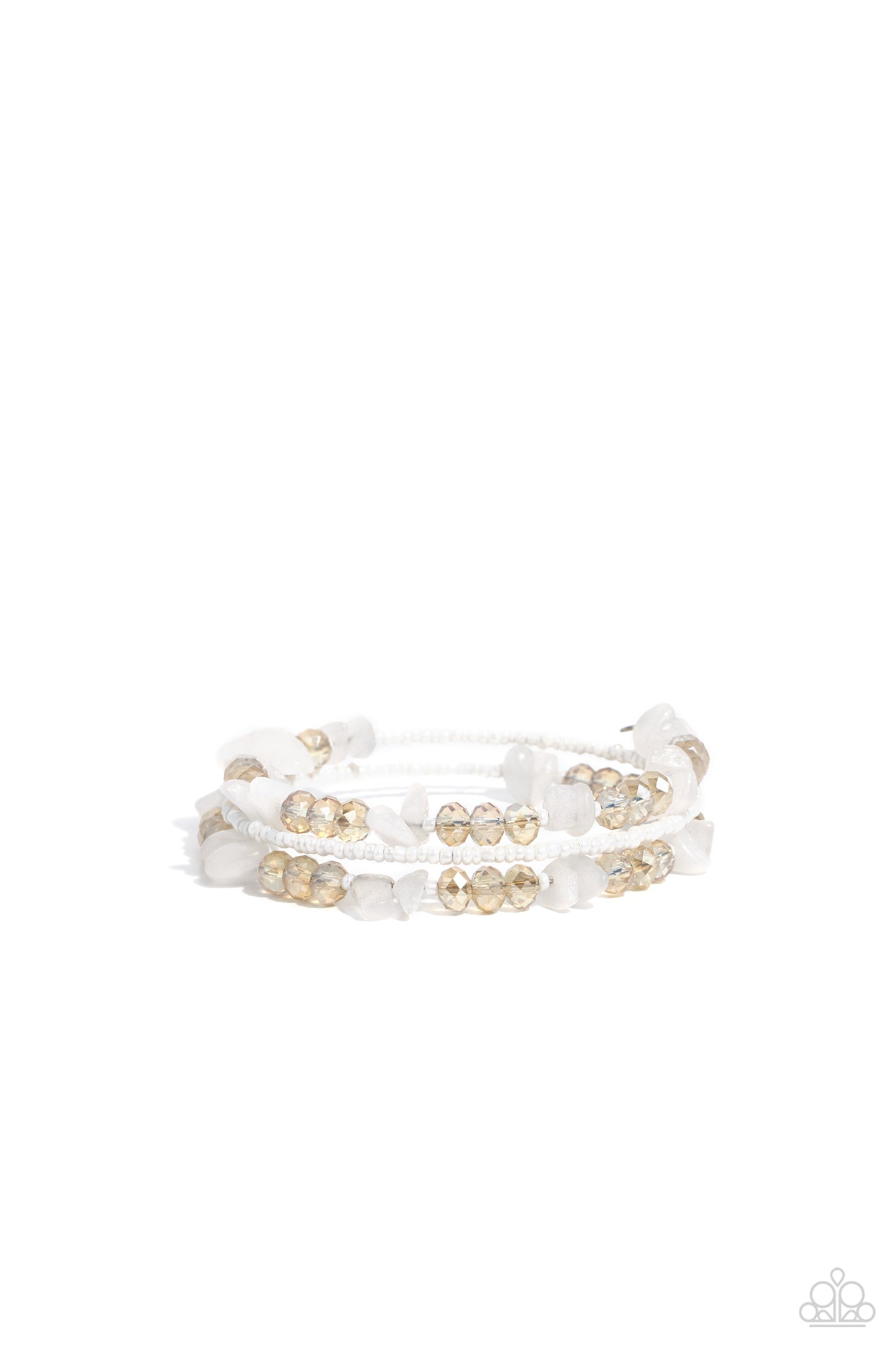 Notoriously Nuanced - White Seed Bead Coil Bracelet - Paparazzi Accessories