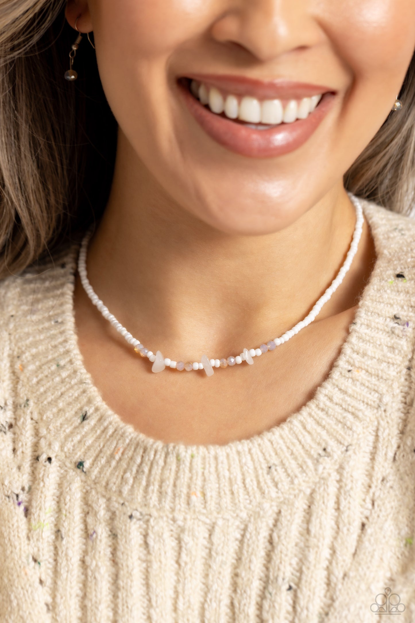 Naturally Notorious - White Seed Bead Necklace - Paparazzi Accessories