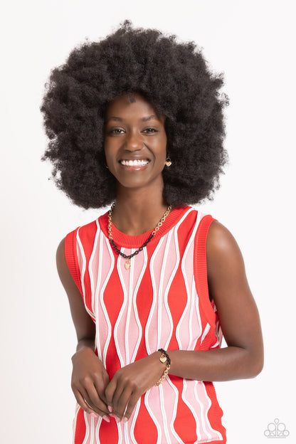 Locked Down - Black Chain Gold Heart Charm Necklace - Paparazzi Accessories