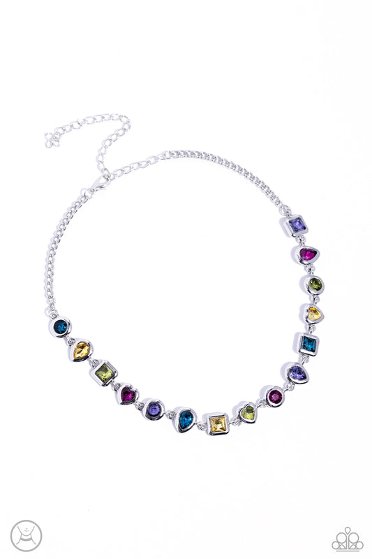 Abstract Admirer - Multi - Colored Shape Gem Short Necklace - October 2023 Life of the Party Exclusive - Paparazzi Accessories