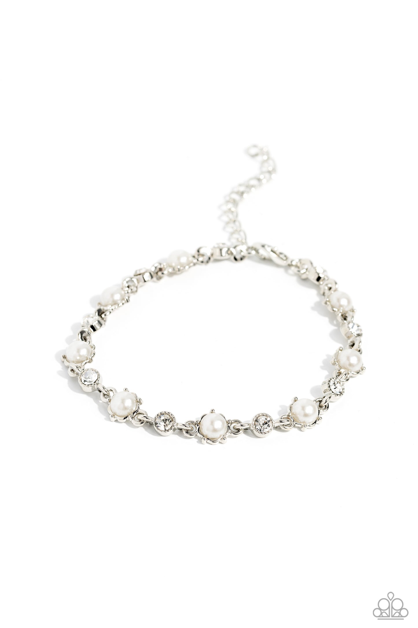 Particularly Pronged - White Pearl Clasp Bracelet - Paparazzi Accessories