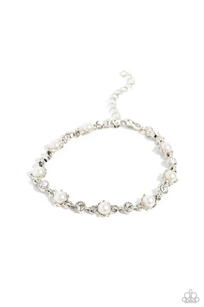 Particularly Pronged - White Pearl Clasp Bracelet - Paparazzi Accessories