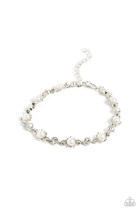 Particularly Pronged - White Pearl Clasp Bracelet - Paparazzi Accessories