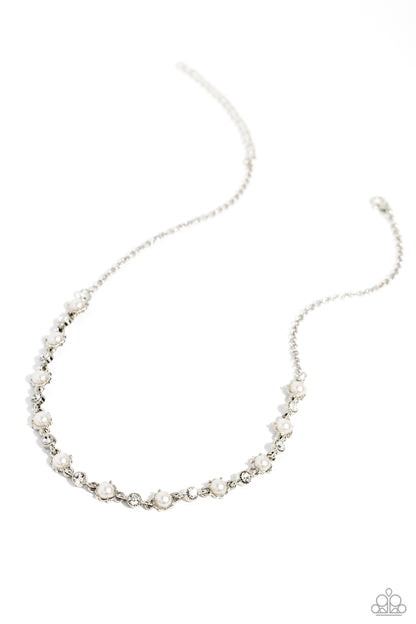 Pronged Passion - White Pearl Necklace - Paparazzi Accessories
