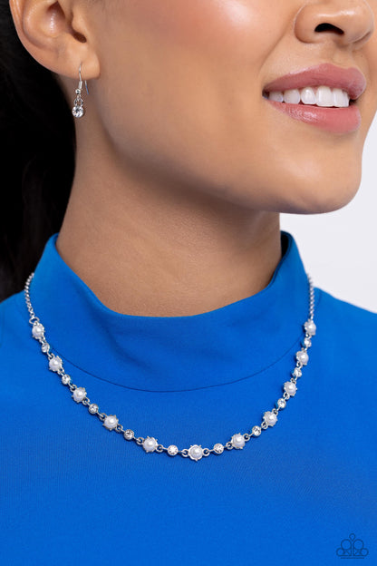 Pronged Passion - White Pearl Necklace - Paparazzi Accessories