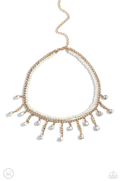 Lessons in Luxury - Gold Layered Pearl Choker - Paparazzi Accessories